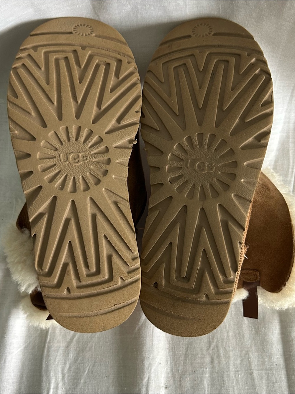 UGG Mini Bailey Bow II Boots Chestnut Brown Soft Suede Sheepskin Lining Size 7 - Picture 6 of 8